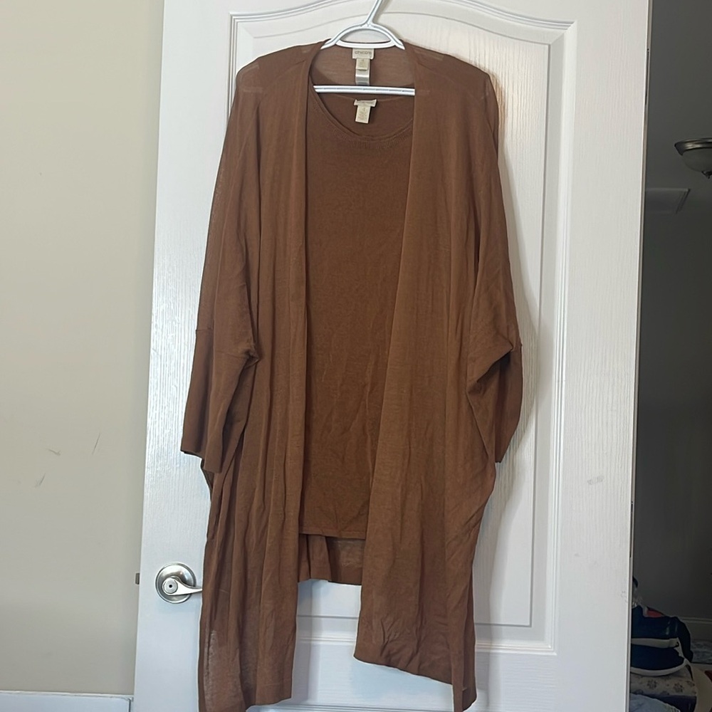 Chicos 2-Piece Sweater Set Brown Size 4 / XXL
